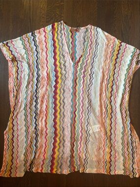 Missoni Swim Multicolor Knit V-Neck Tunic Beach Cover Up